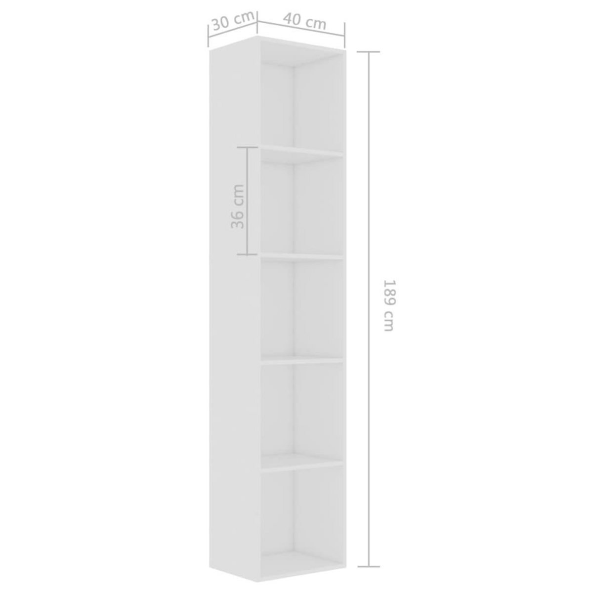 VIDAXL Bibliotheque Blanc 40x30x189 cm Bois d'ingenierie