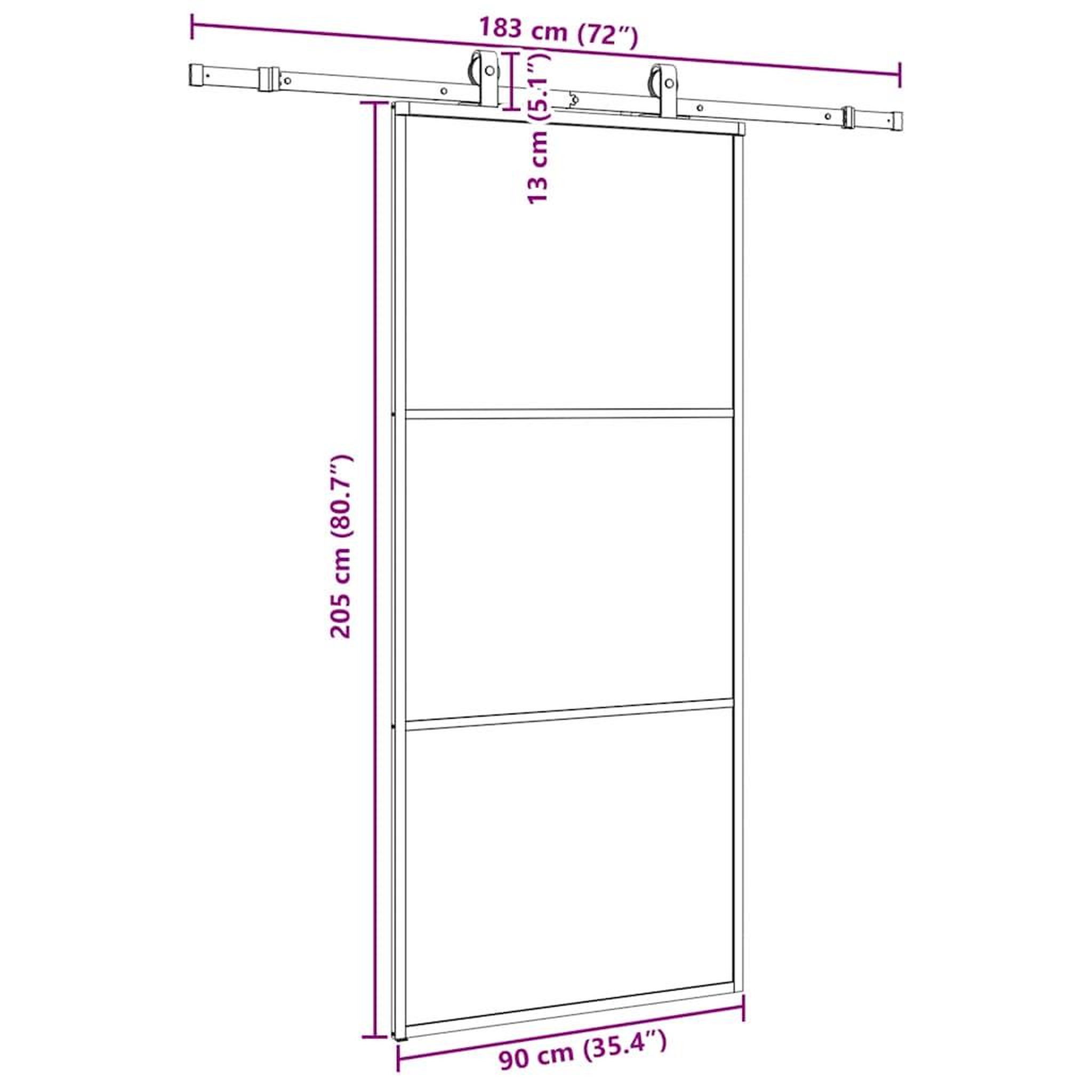 Voir la diapositive 6 : VIDAXL Porte coulissante kit de quincaillerie noir 90x205 cm verre ESG