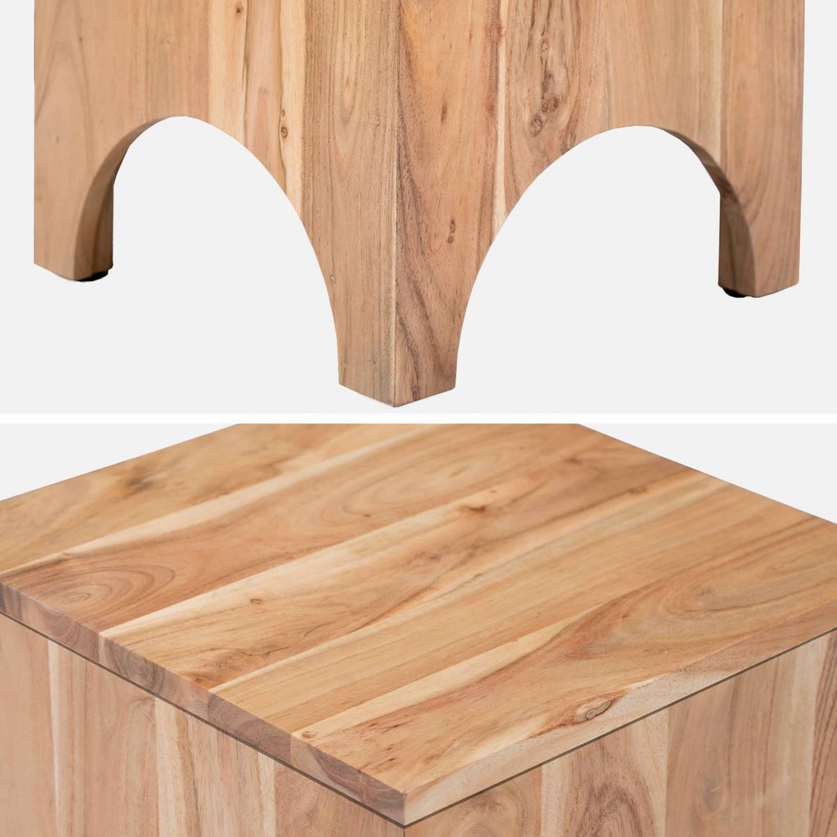 SWEEEK Table d'appoint. table de chevet en bois d'acacia (Lot de 2). couleur naturelle. L 35 x 35 x H 45cm