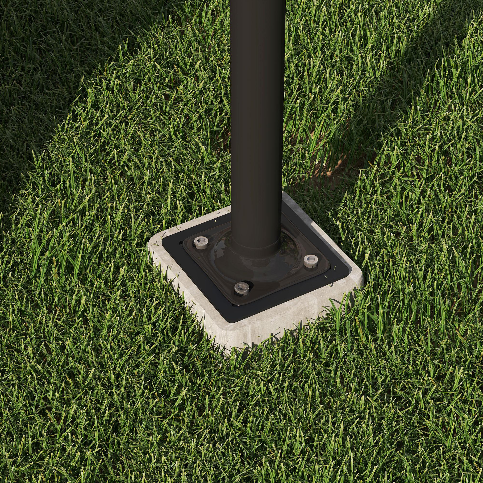 Voir la diapositive 4 : OUTSUNNY Pied pour parasol déporté à insérer dans la base d'ancrage dim. 16,5L x 16,5l x 40H cm métal galvanisé anthracite