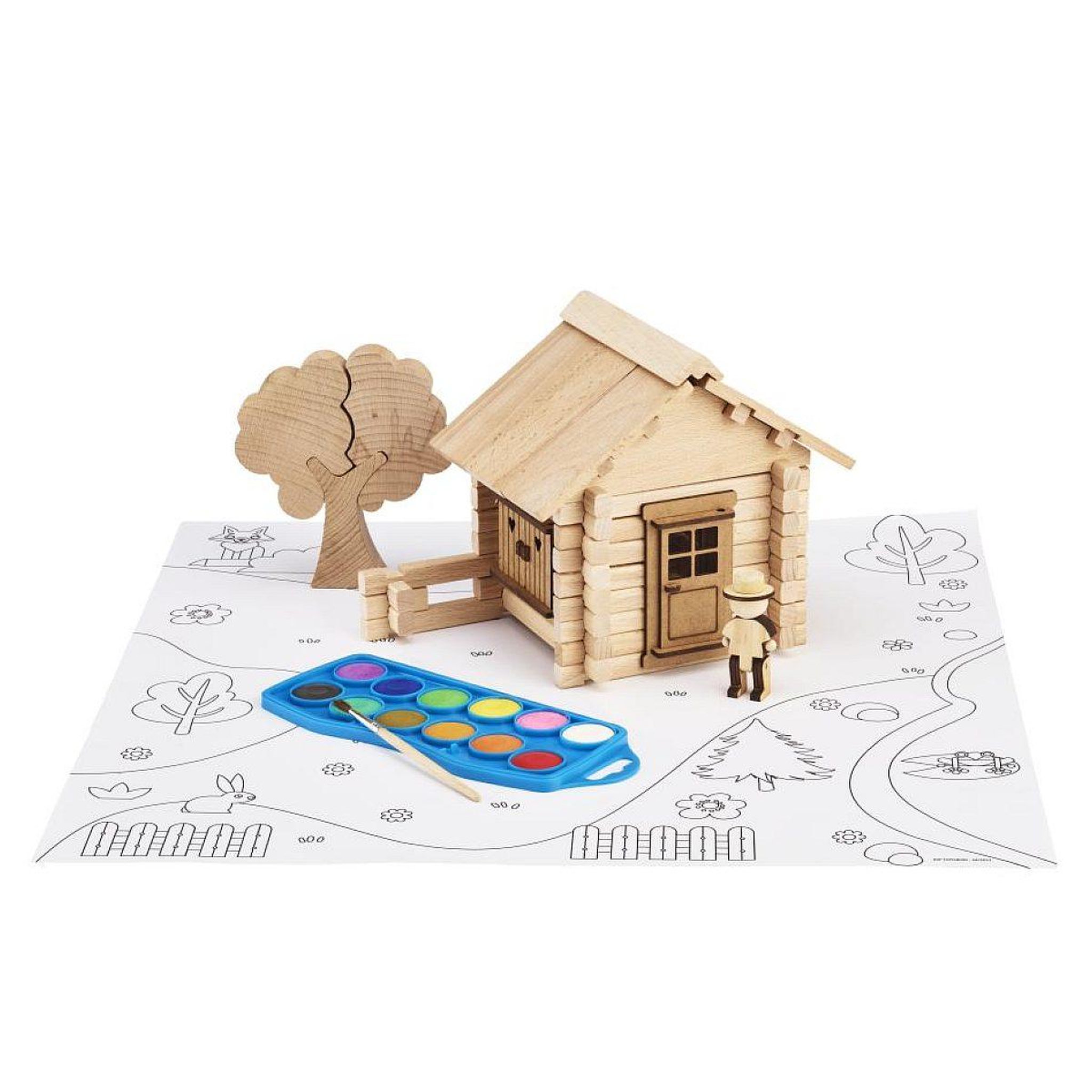 Voir la diapositive 3 : JeuJura Chalet en bois a peindre - 85 pieces