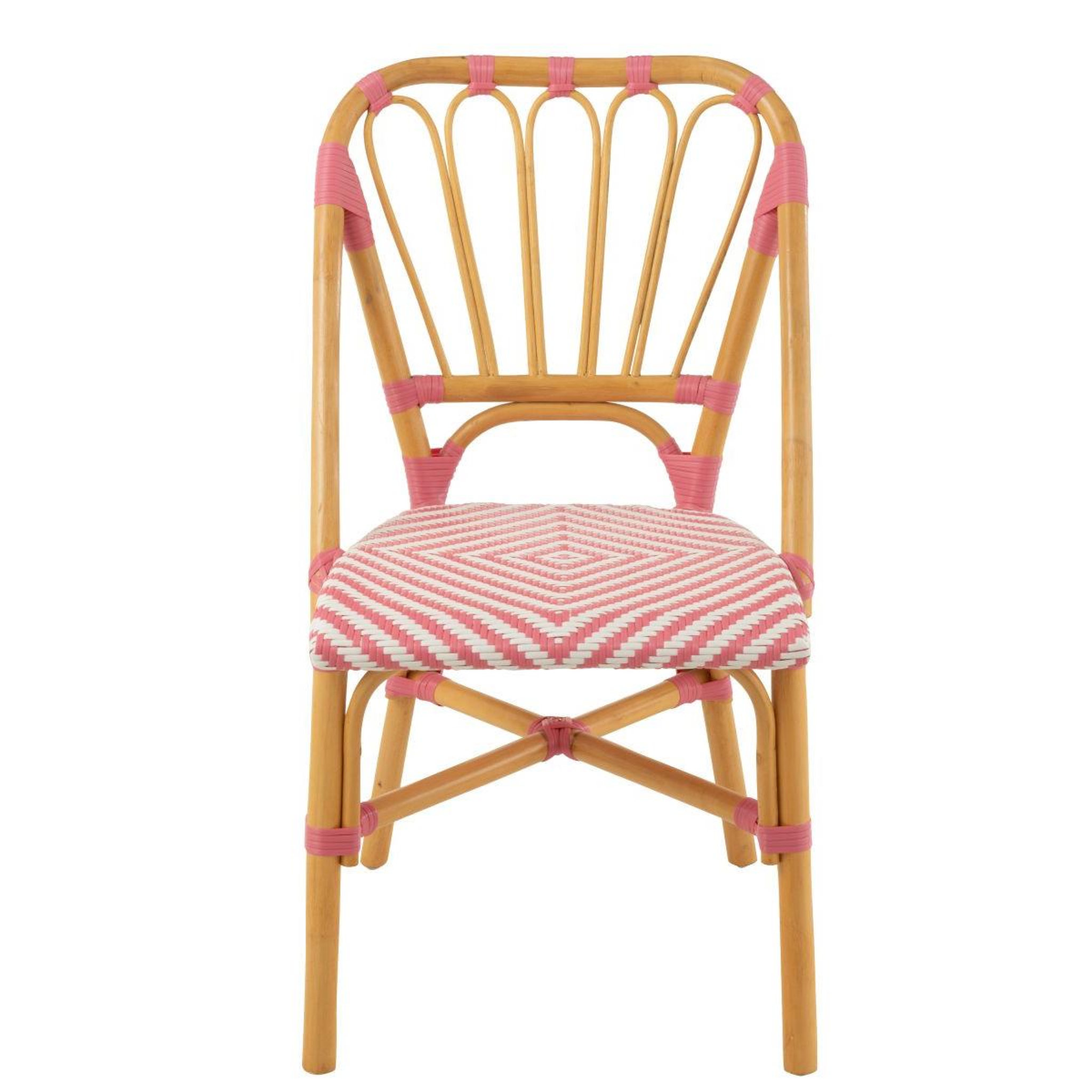 Voir la diapositive 2 : J-LINE Chaise en rotin  danial  85cm rose