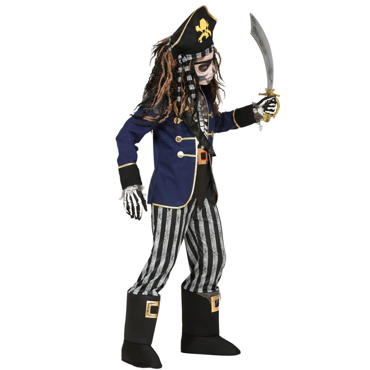 WIDMANN Déguisement de Squelette Capitaine Pirate - Garçon - 8/10 ans (128 à 140 cm)