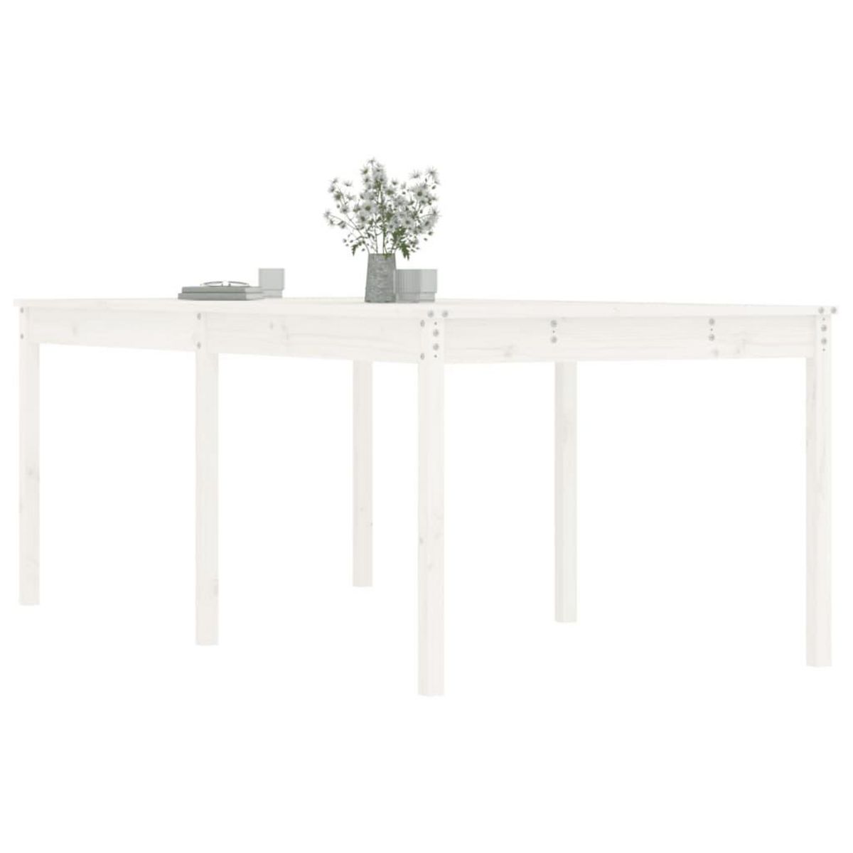 VIDAXL Table de jardin blanc 203,5x100x76 cm bois massif de pin