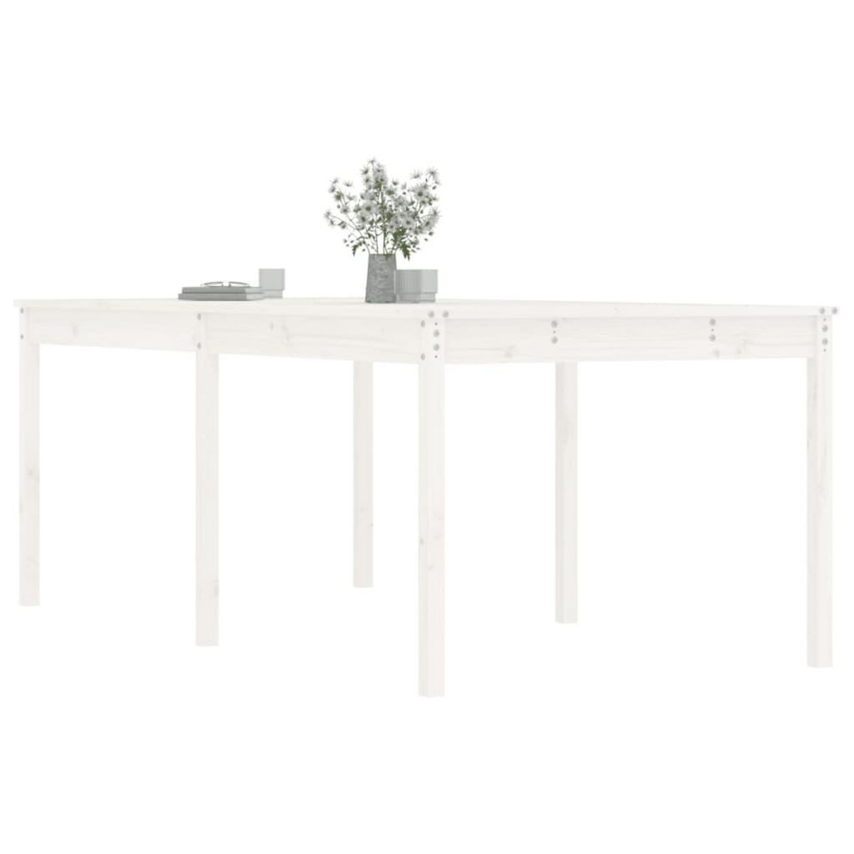 VIDAXL Table de jardin blanc 203,5x100x76 cm bois massif de pin