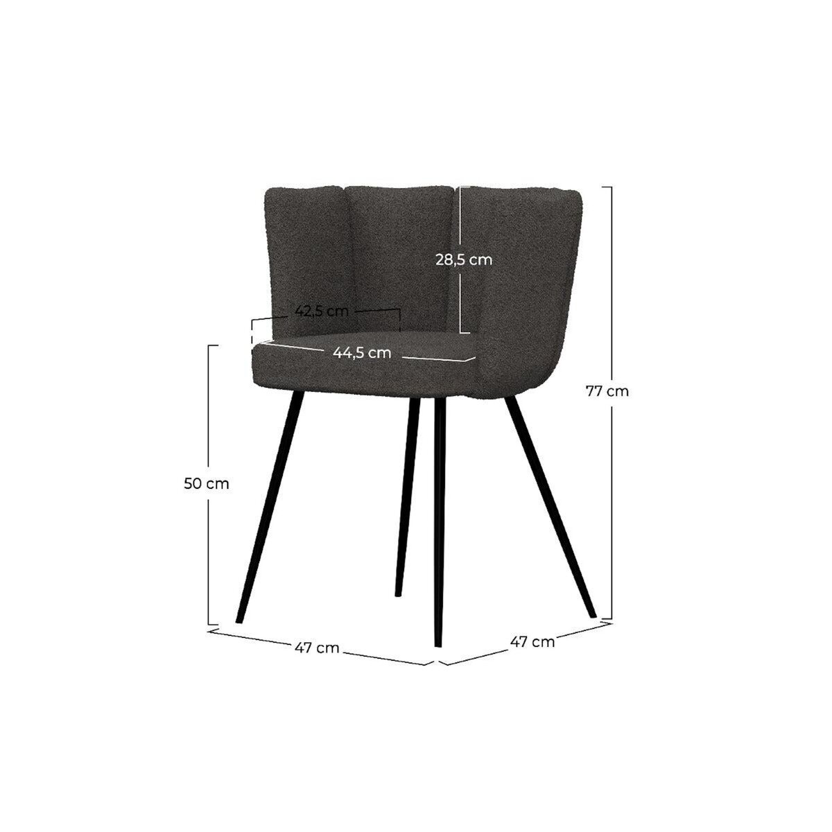 Rendez vous déco Lot de 2 chaises en tissu bouclé beige et pieds en métal - Cosette