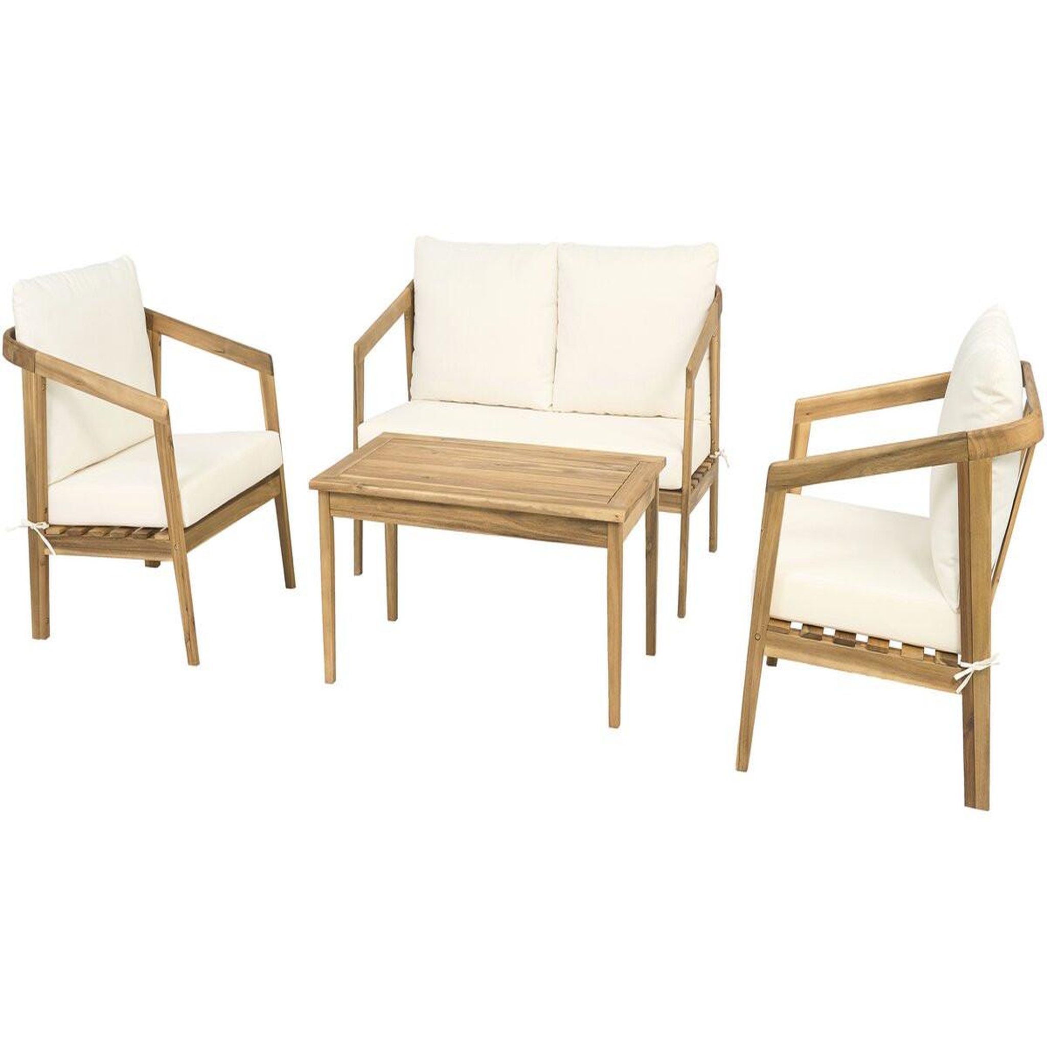Voir la diapositive 4 : Habitat et Jardin Salon de jardin en bois d'acacia avec coussins  presley  - 4 places - beige