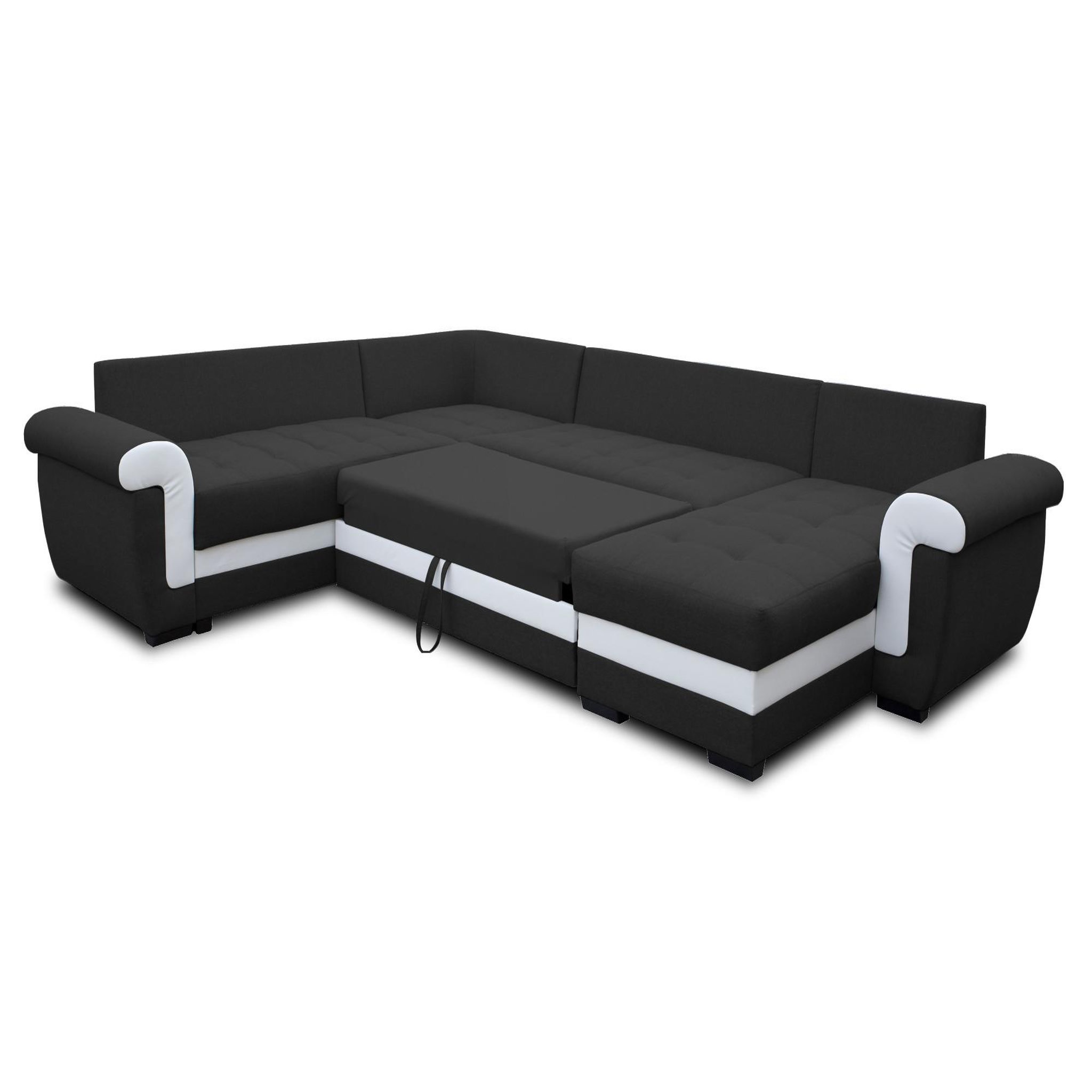 Voir la diapositive 2 : BEST MOBILIER Henry - canapé panoramique d'angle réversible - 7 places - convertible avec coffre - en tissu et pu