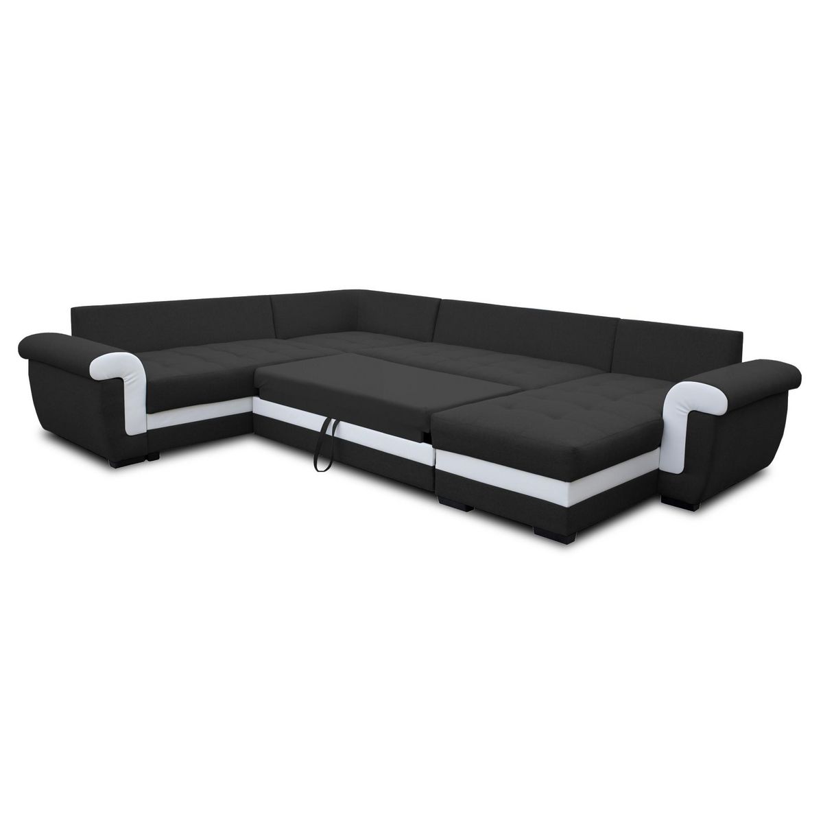 BEST MOBILIER Henry - canapé panoramique d'angle réversible - 7 places - convertible avec coffre - en tissu et pu