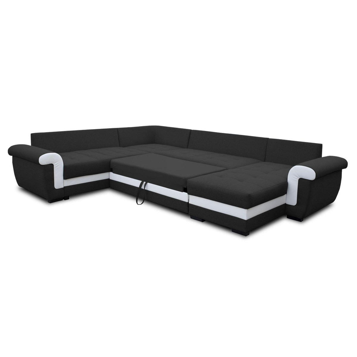 BEST MOBILIER Henry - canapé panoramique d'angle réversible - 7 places - convertible avec coffre - en tissu et pu