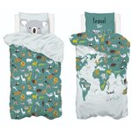 ATMOSPHERA Parure de lit enfant imprimée Carte du Monde - 140 x 200 cm