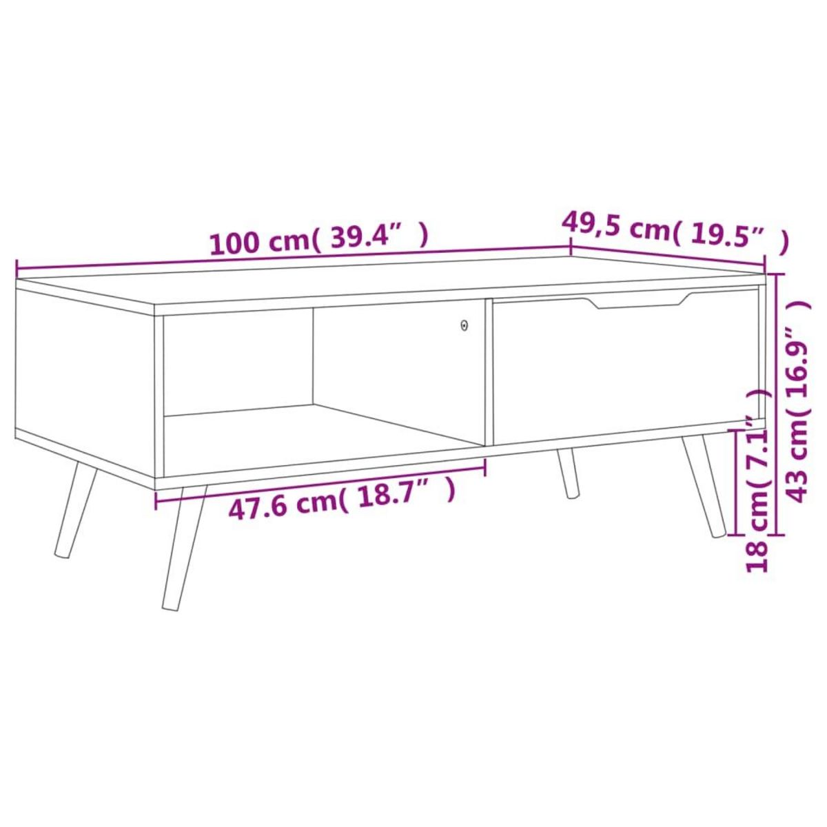 VIDAXL Table basse Gris beton 100x49,5x43 cm Bois d'ingenierie