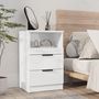 Voir la diapositive 1 : VIDAXL Table de chevet Blanc brillant Bois d'ingenierie