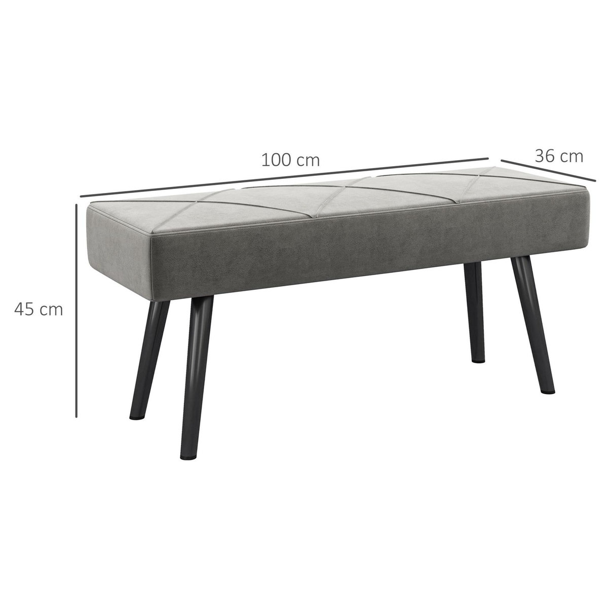 HOMCOM Banquette bout de lit design contemporain noir gris