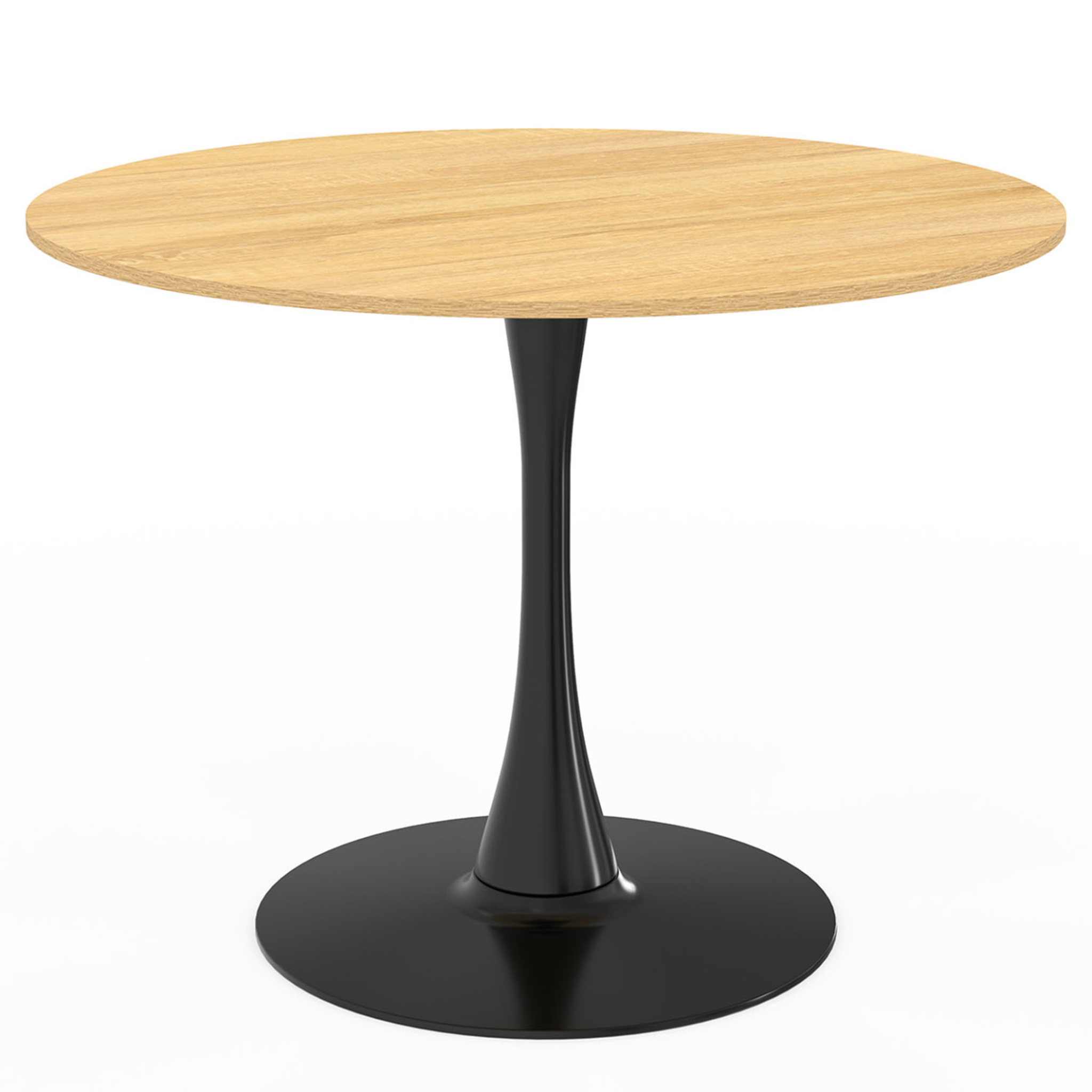 Voir la diapositive 3 : ID MARKET Table à manger ronde dalia 4 personnes pieds tulipe bois et noir 100 cm