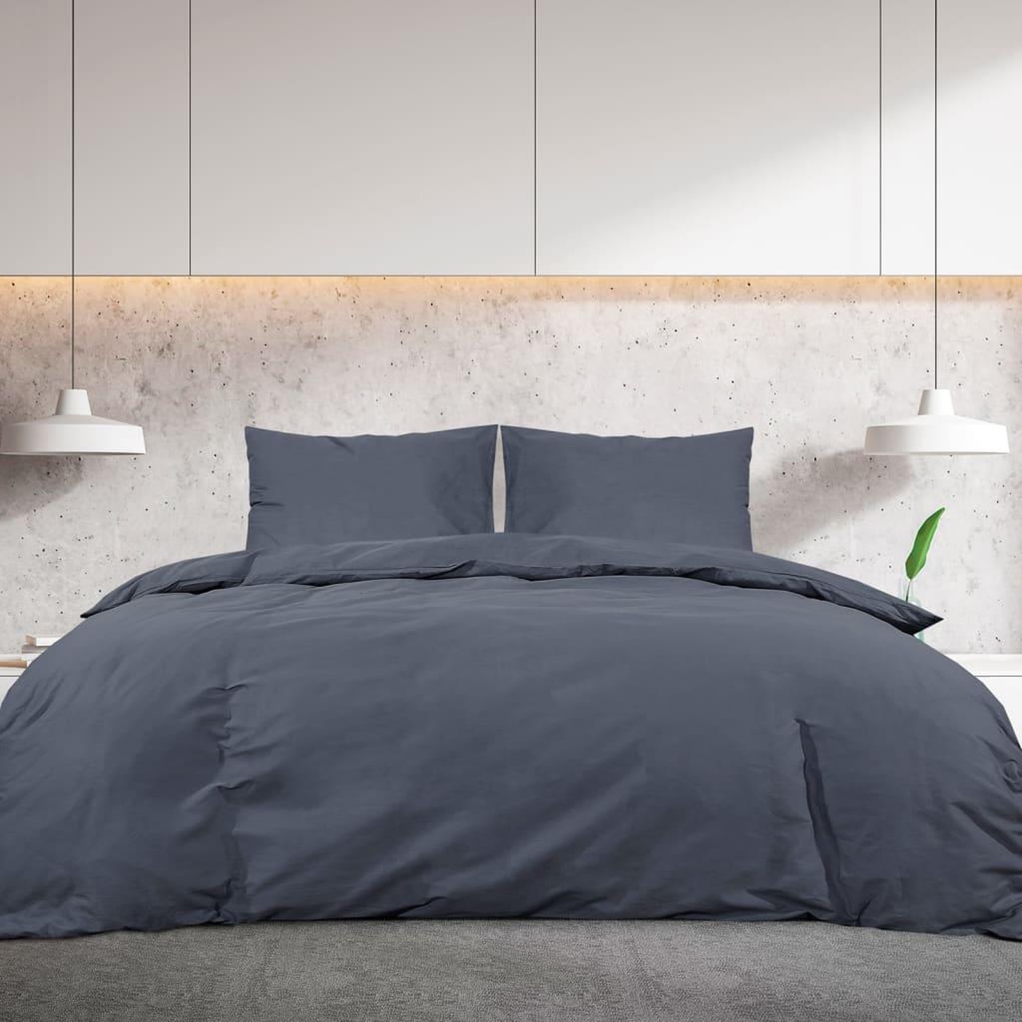 Voir la diapositive 3 : VIDAXL Ensemble de housse de couette Anthracite 135x200 cm Microfibre