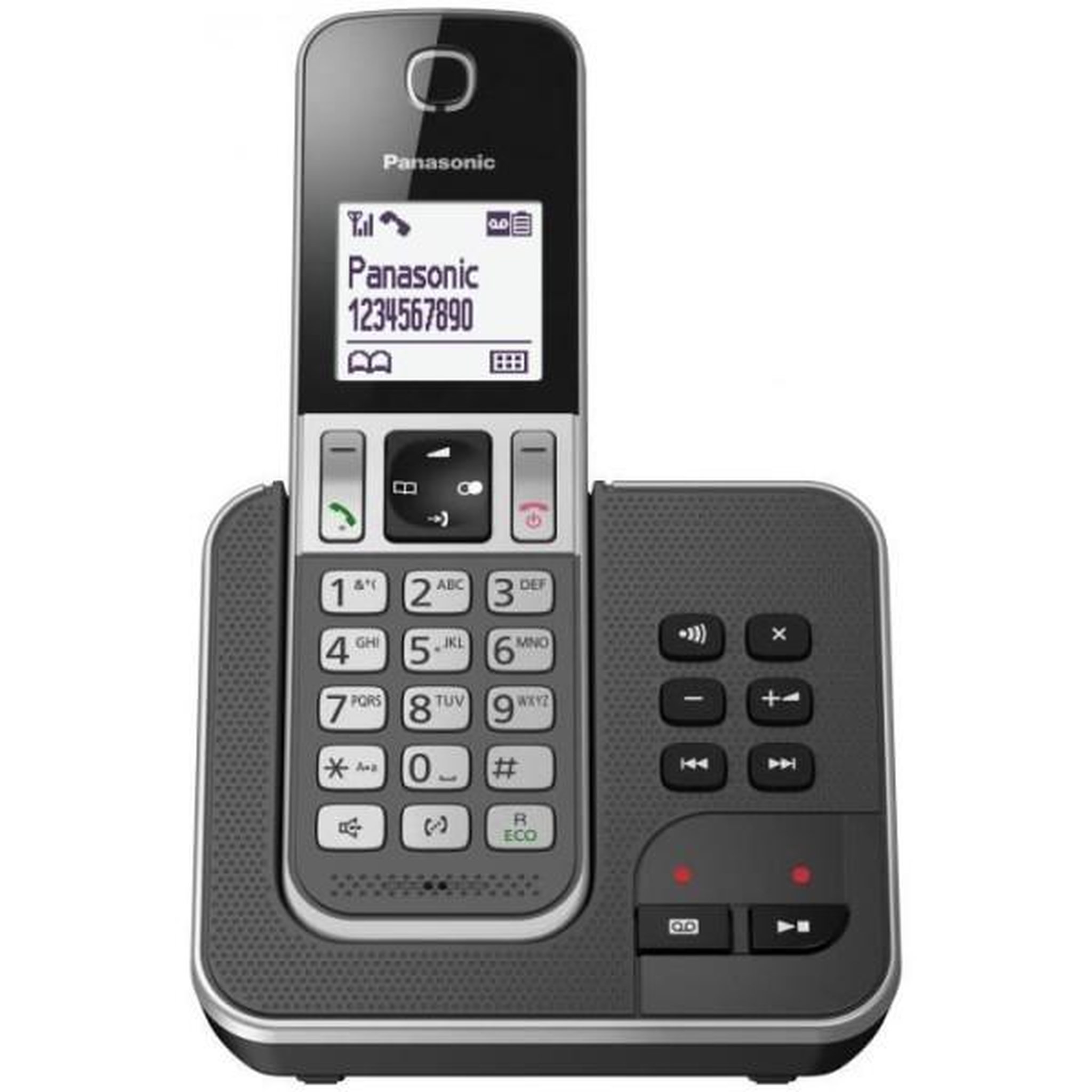 Voir la diapositive 2 : PANASONIC Téléphone sans fil dect gris avec répondeur - kxtgd320frg