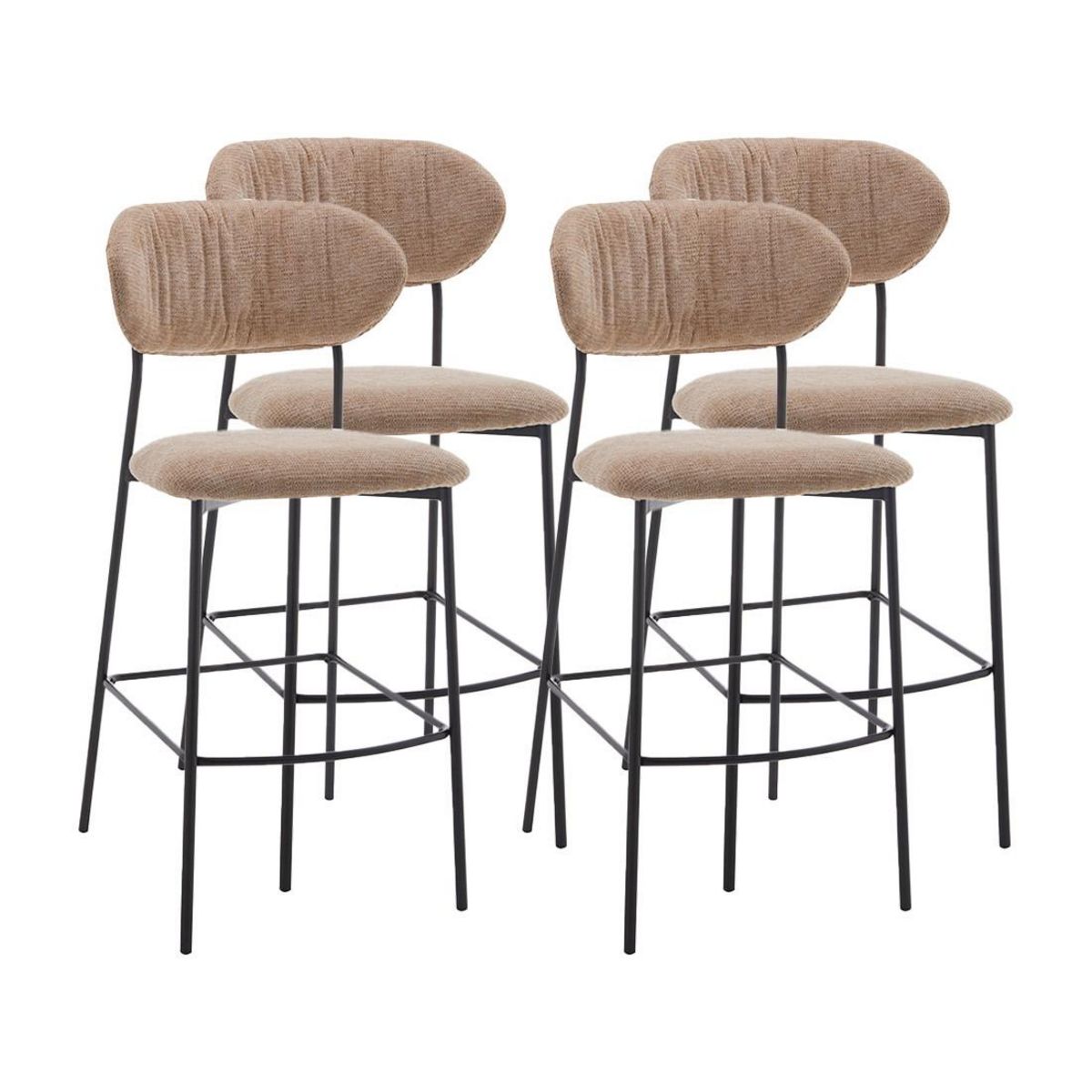 LISA DESIGN Rosita - lot de 4 tabourets de bar - en tissu - beige