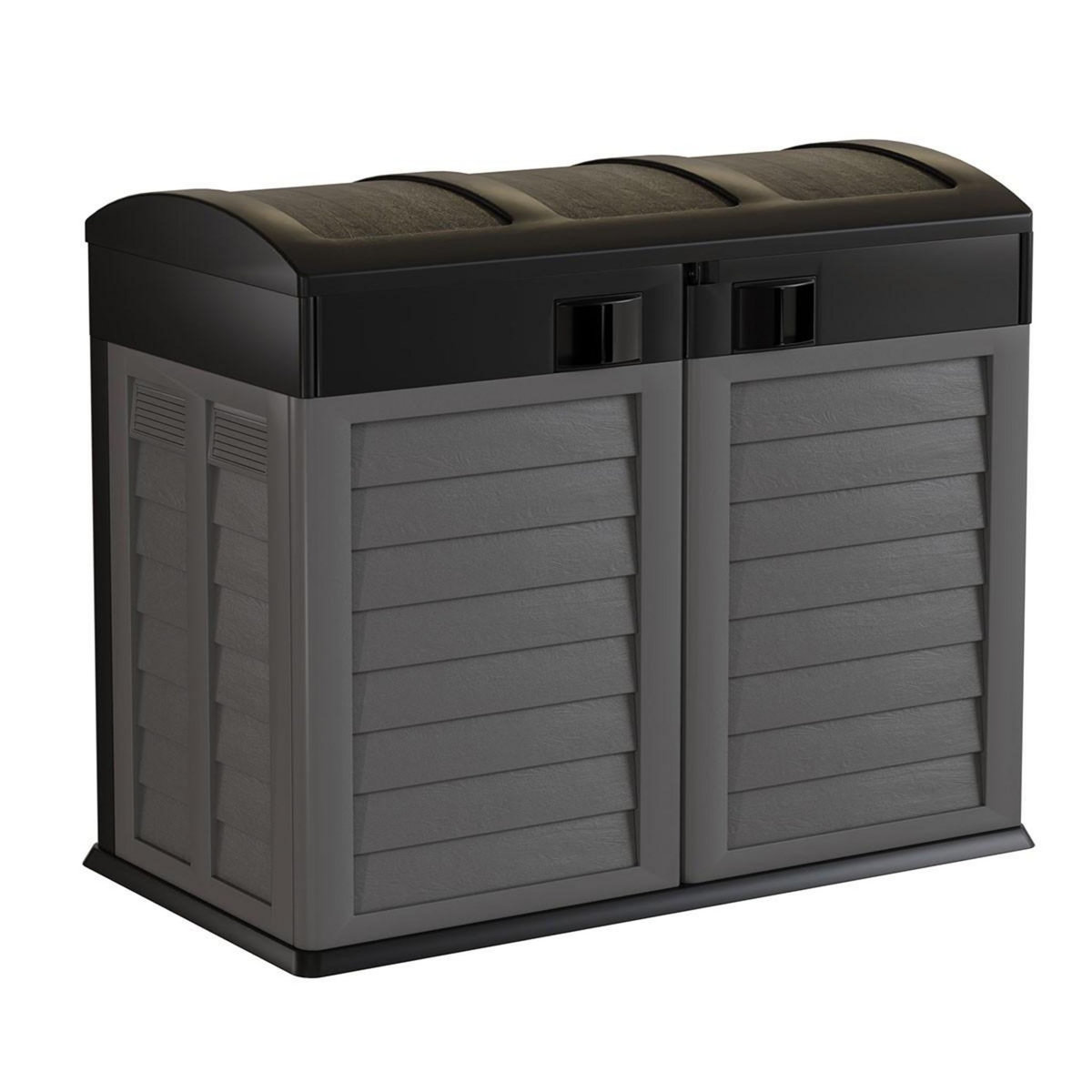 INTEC Cache Poubelles 2 portes Gris - Tri sélectif Extérieur - Abri Poubelle Design pour Terrasse et Jardin 1500L INTEC