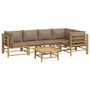 Voir la diapositive 3 : VIDAXL Salon de jardin 6 pcs avec coussins taupe bambou