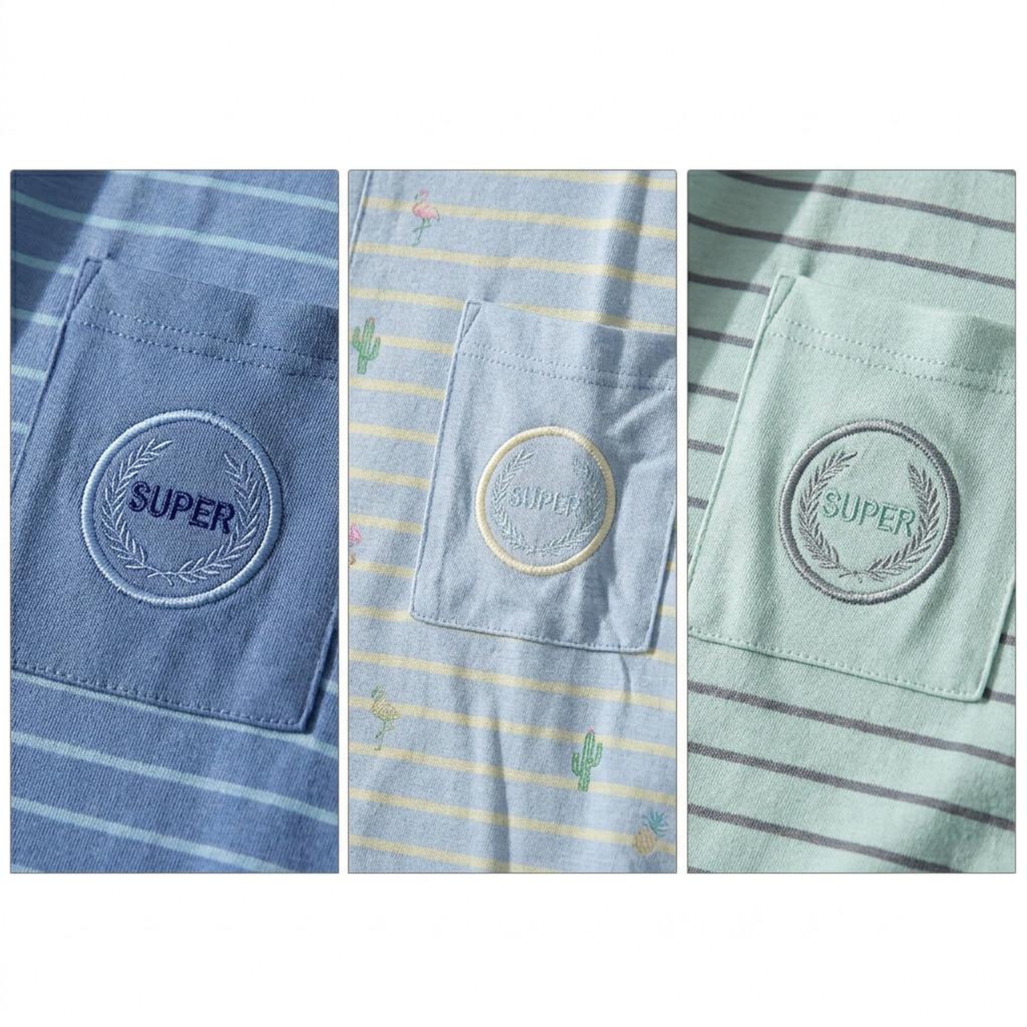 Voir la diapositive 3 : OZABI OZABI Pack 3 Pyjamas Courts Homme Coton Majoritaire, Col Bouton