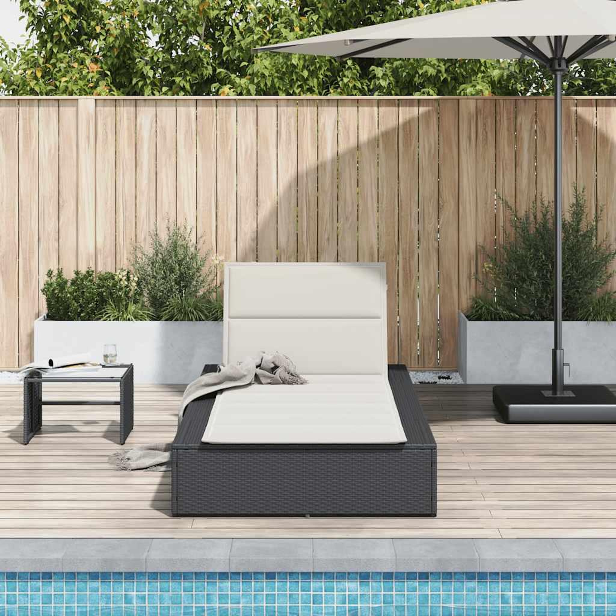 Voir la diapositive 3 : VIDAXL Transat avec coussin flottant noir resine tressee