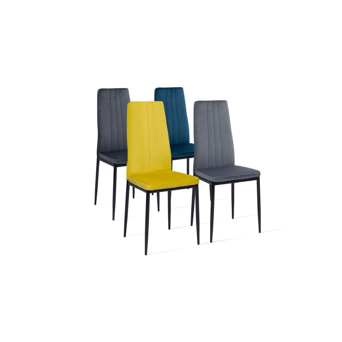 Lot de 4 chaises en velours JUNE