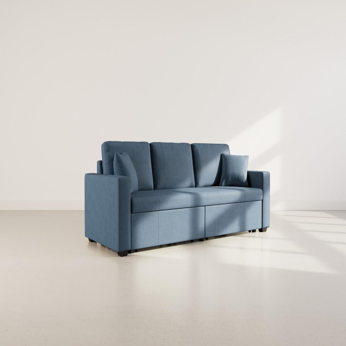 BEST MOBILIER Cyrus - canapé droit 3 places convertible en velours côtelé