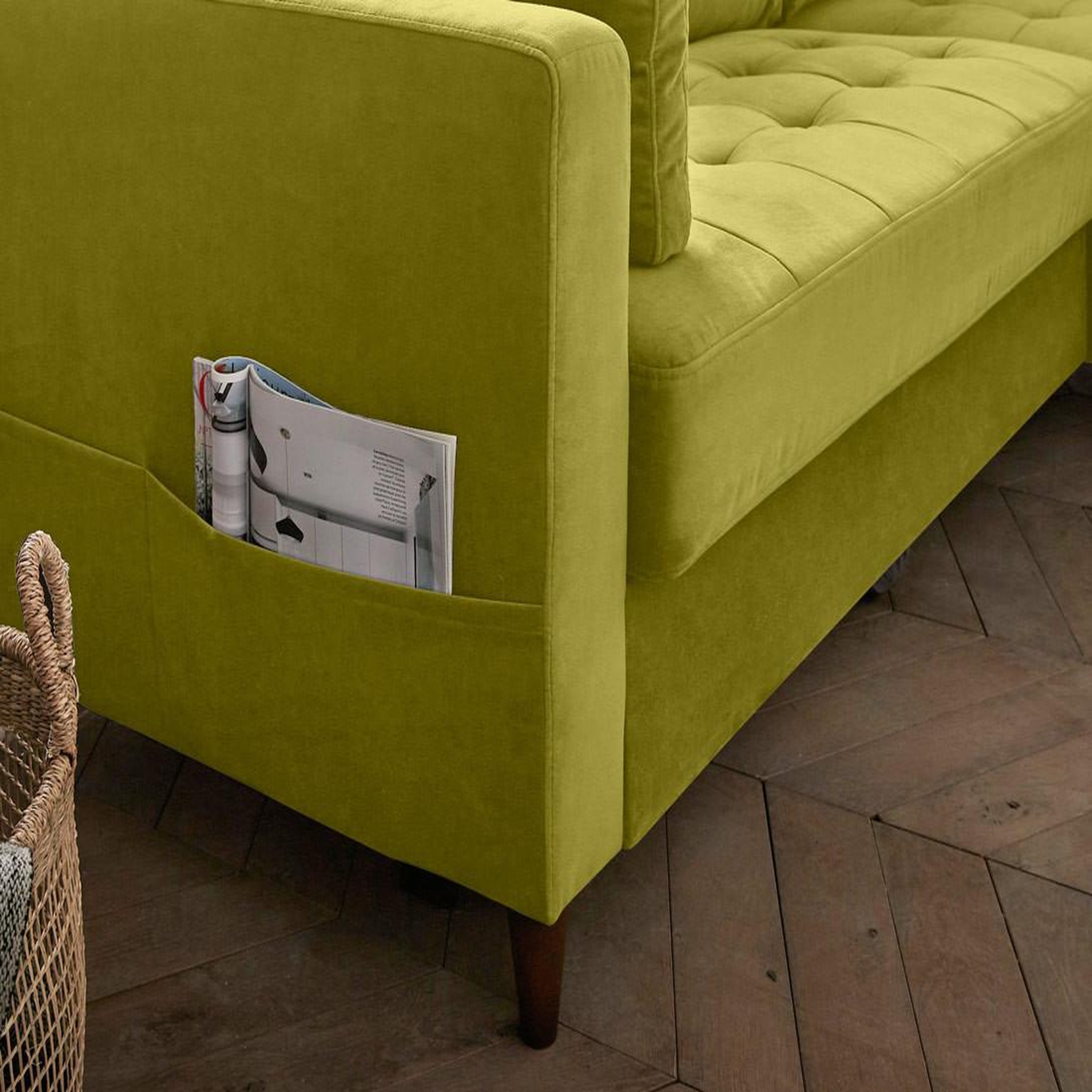 Voir la diapositive 5 : BEST MOBILIER Anna - canapé d'angle droit - 4 places - convertible avec coffre - en velours