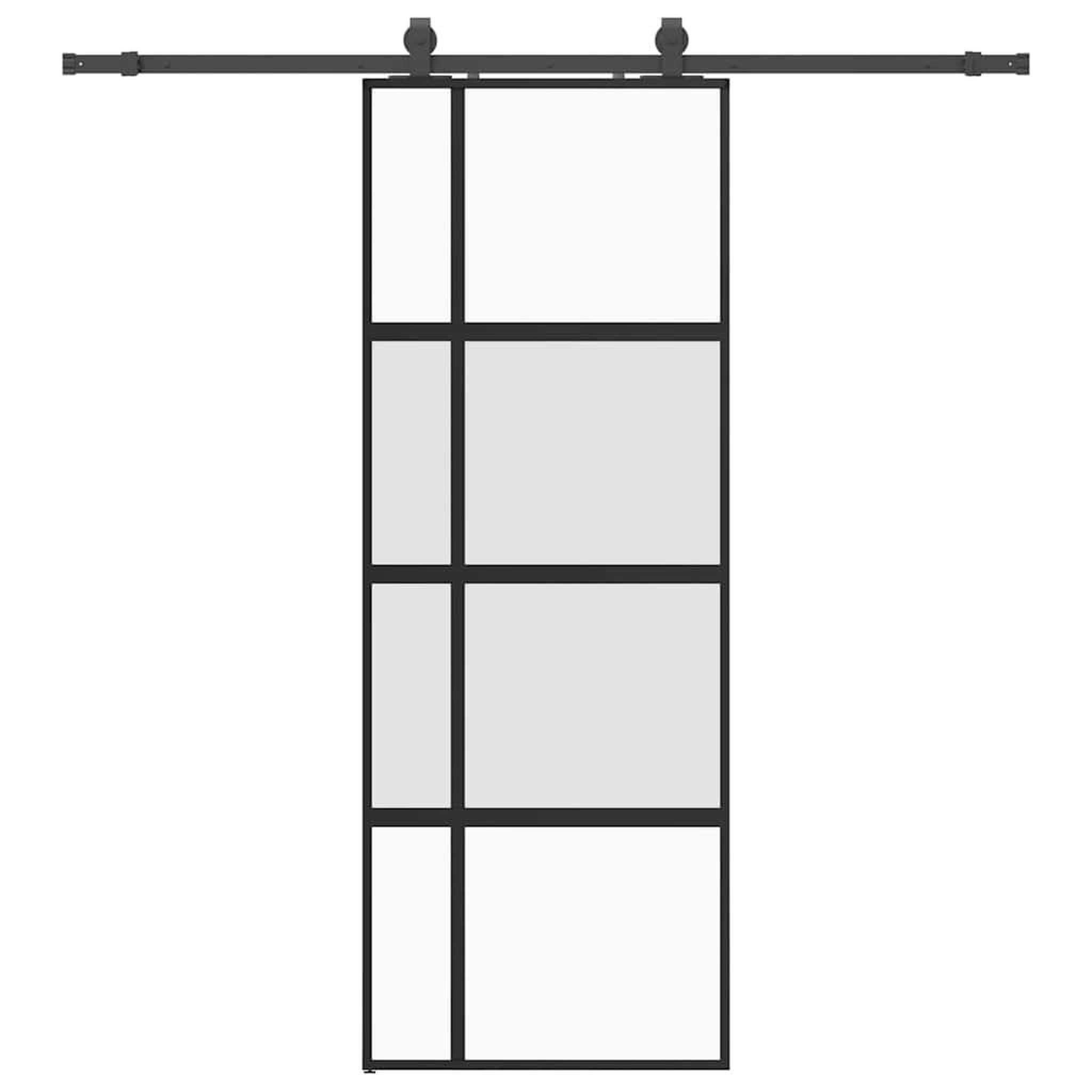 Voir la diapositive 2 : VIDAXL Porte coulissante kit quincaillerie noir 76x205 cm verre trempe