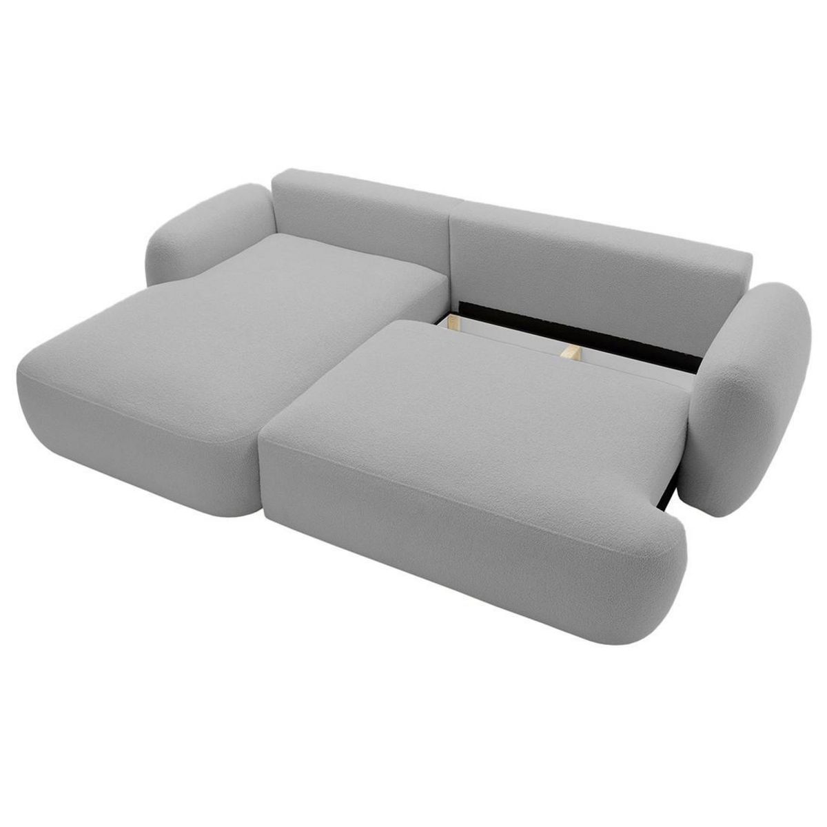 BEST MOBILIER Berenice - canapé d'angle gauche 4 places convertible avec coffre en tissu bouclette
