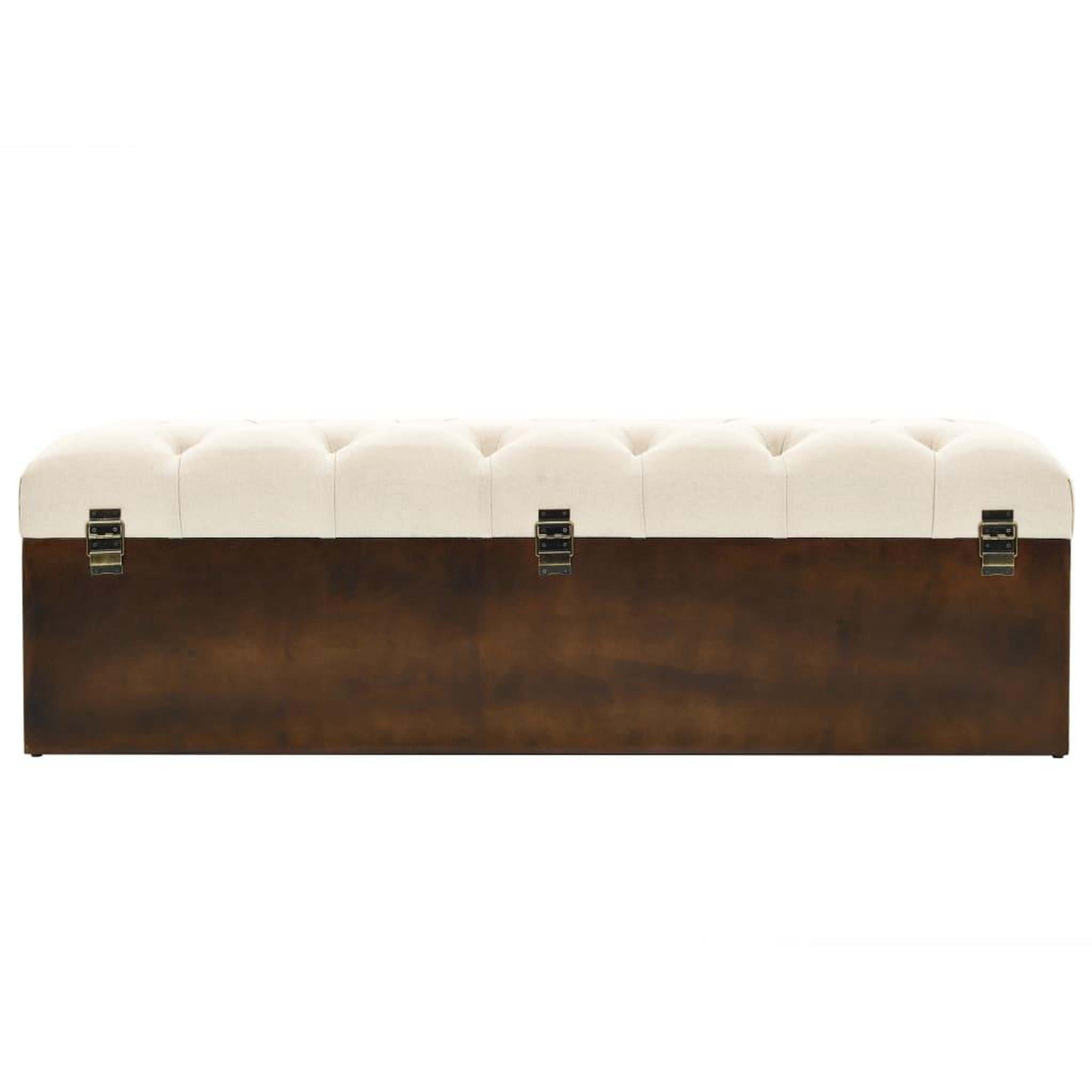Voir la diapositive 5 : VIDAXL Banc de rangement 110 cm Creme Bois de sapin massif et tissu