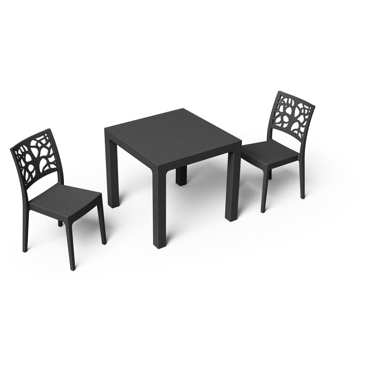 ARETA Salon de jardin - 2 places - Résine - Anthracite - ARES