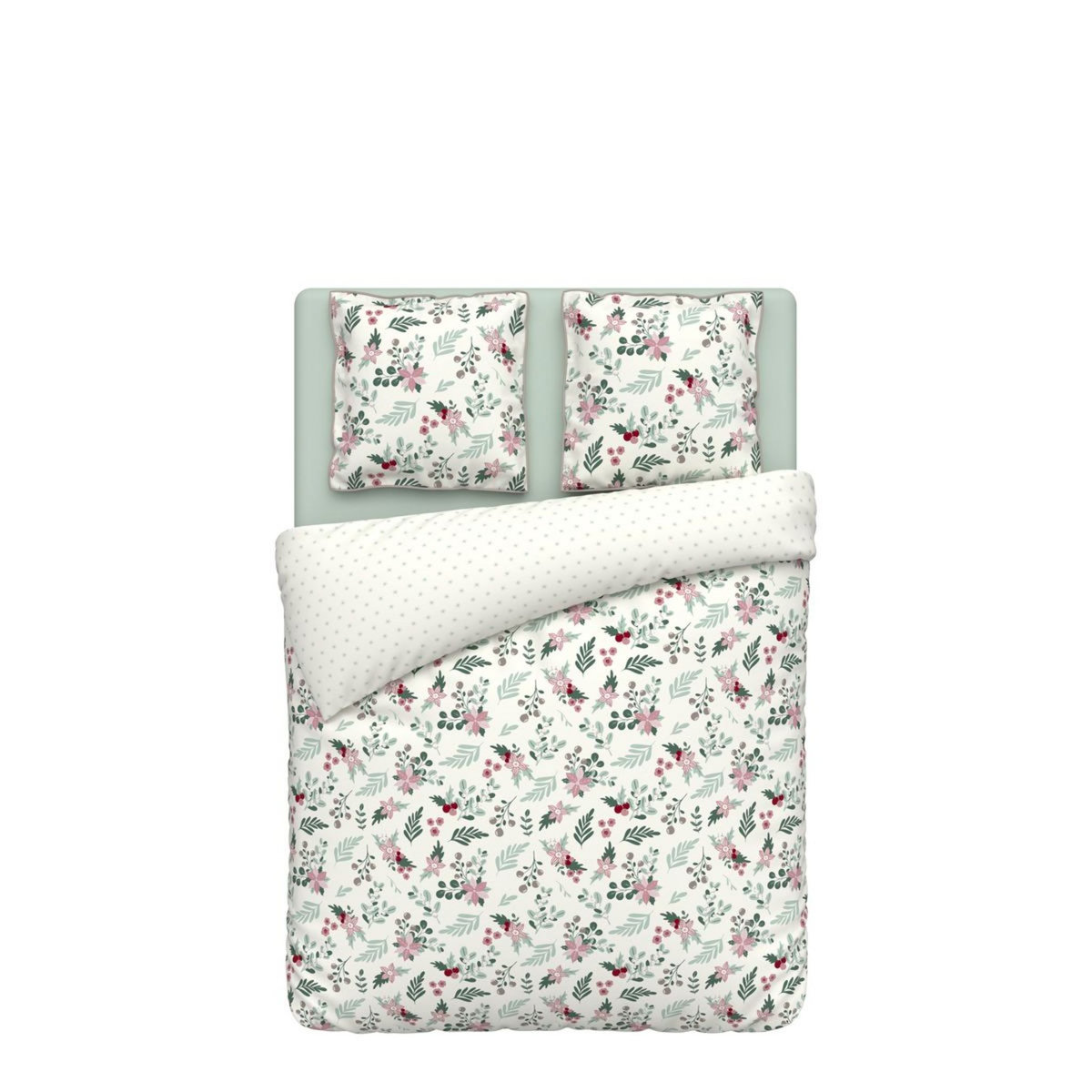 ACTUEL Parure housse de couette en coton motif floral FLORA