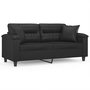 Voir la diapositive 2 : VIDAXL Canape 2 places avec oreillers decoratifs noir 140cm similicuir