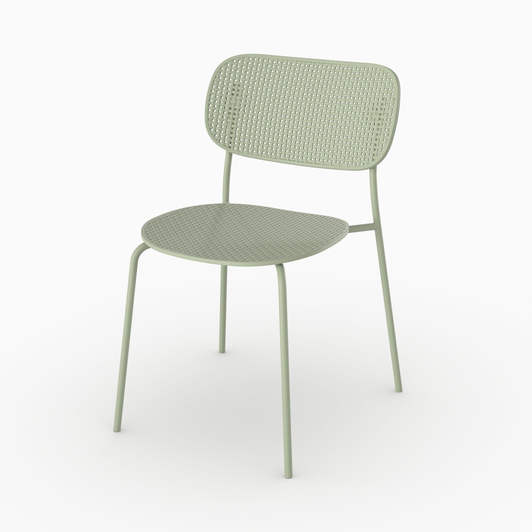 Voir la diapositive 3 : MAISON PAVANE Lot de 2 chaises de jardin empilables en plastique vert pastel-géa