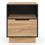 Voir la diapositive 3 : ID MARKET Lot de 2 tables de chevet OXANA 1 tiroir avec niche façon hêtre et noir