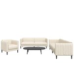 VIDAXL Ensemble de canapes 3 pcs creme tissu