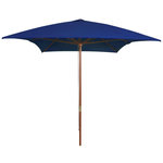 VIDAXL Parasol de jardin avec mat en bois bleu 200x300 cm