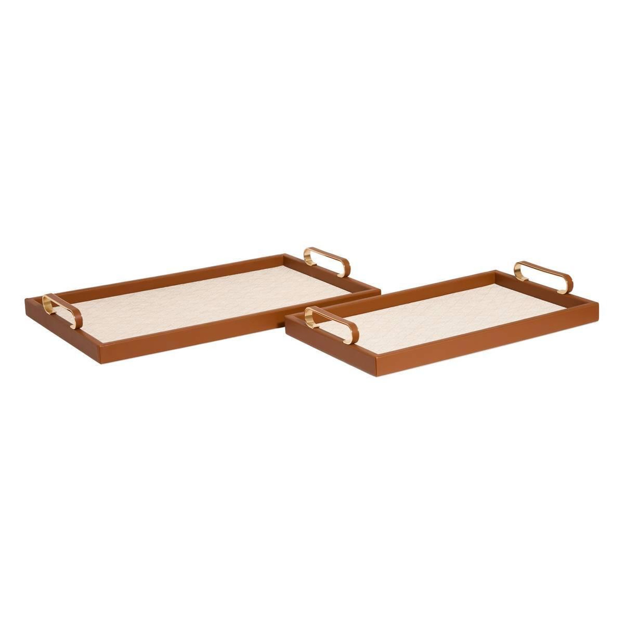 ATMOSPHERA Lot de 2 plateaux déco  whisky  48cm crème