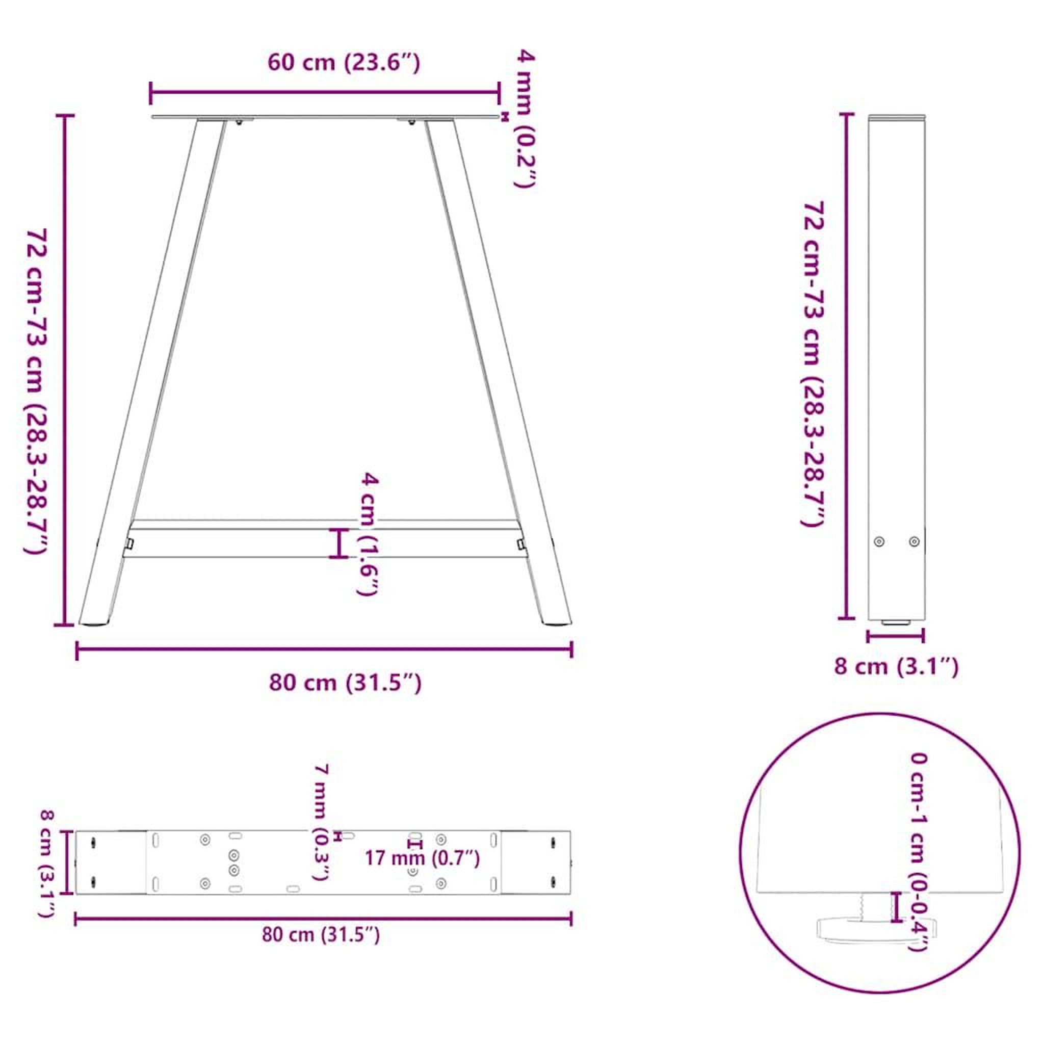 Voir la diapositive 6 : VIDAXL Pieds de table basse forme de A 2 pcs anthracite 80x(72-73) cm