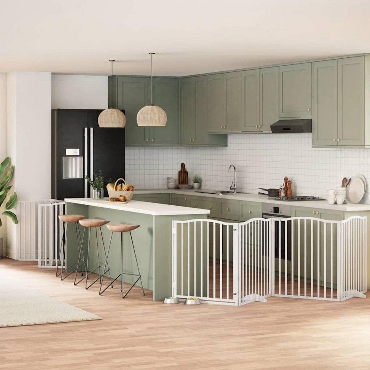 VIDAXL Barriere pour chien porte pliable 10 panneaux bois de peuplier