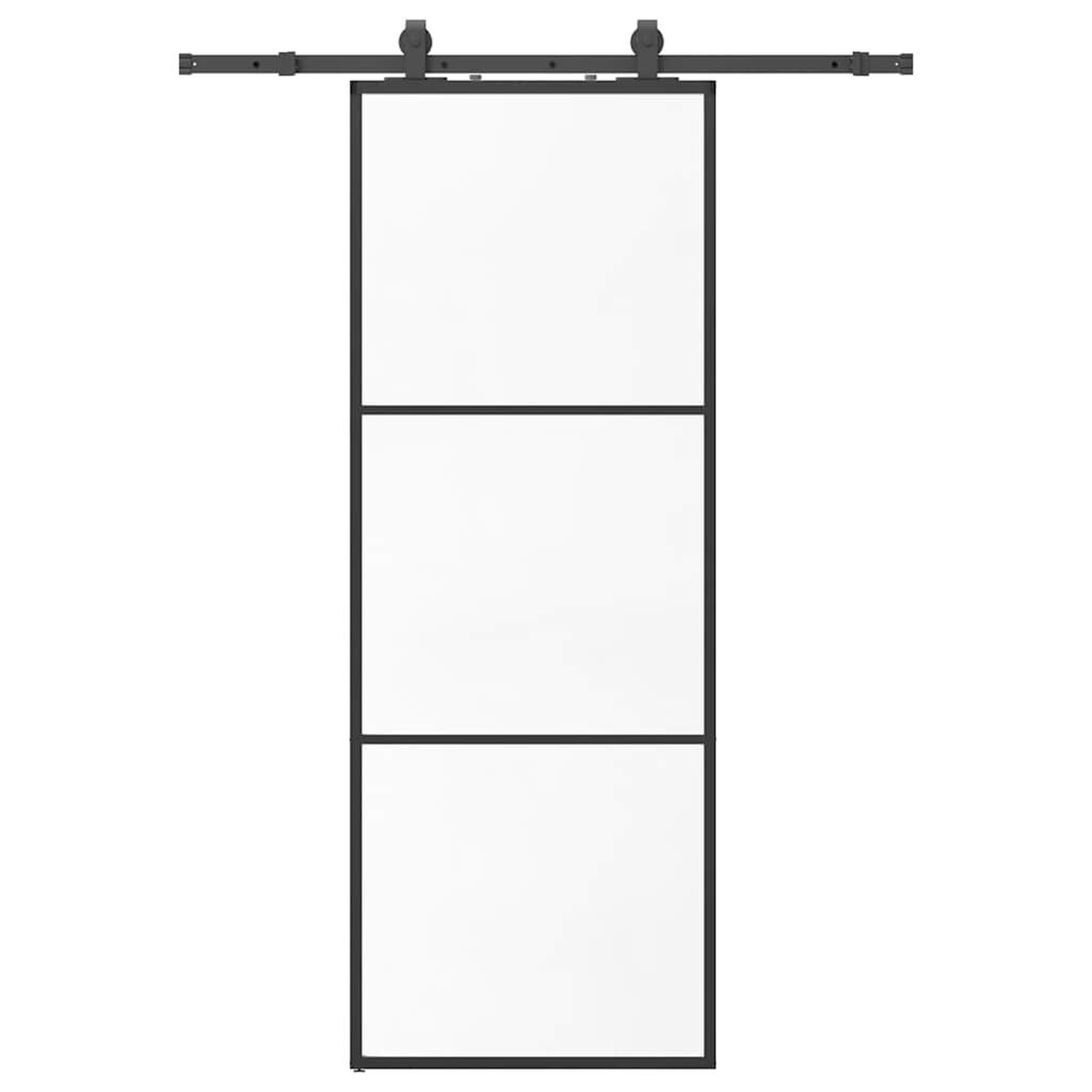 Voir la diapositive 2 : VIDAXL Porte coulissante kit de quincaillerie noir 76x205 cm verre ESG