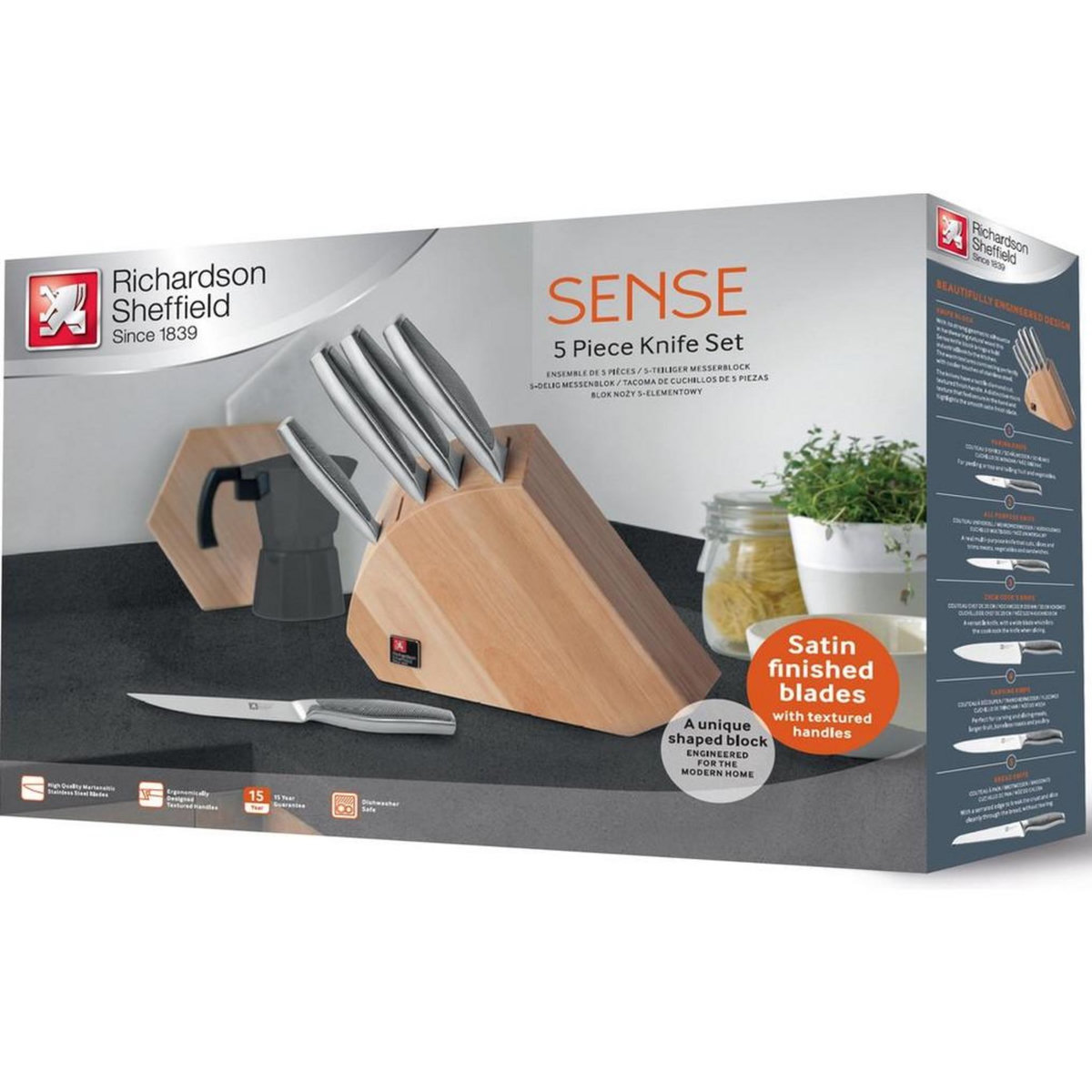 RICHARDSON SHEFFIELD Bloc de 5 couteaux inox - 041001