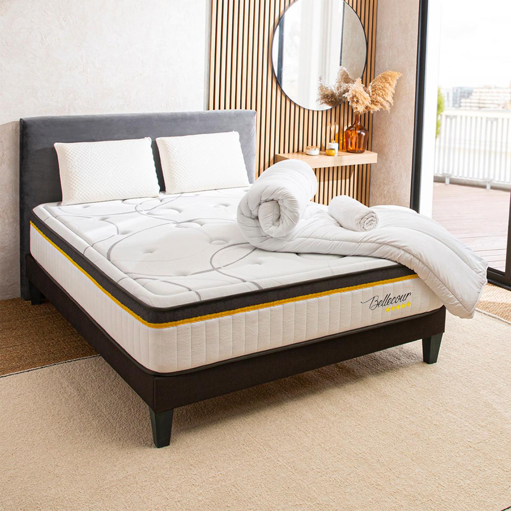 Voir la diapositive 3 : BELLECOUR Bellecour literie | pack prêt à dormir bellecour 3.0 | matelas ressorts ensachés + sommier + accessoires