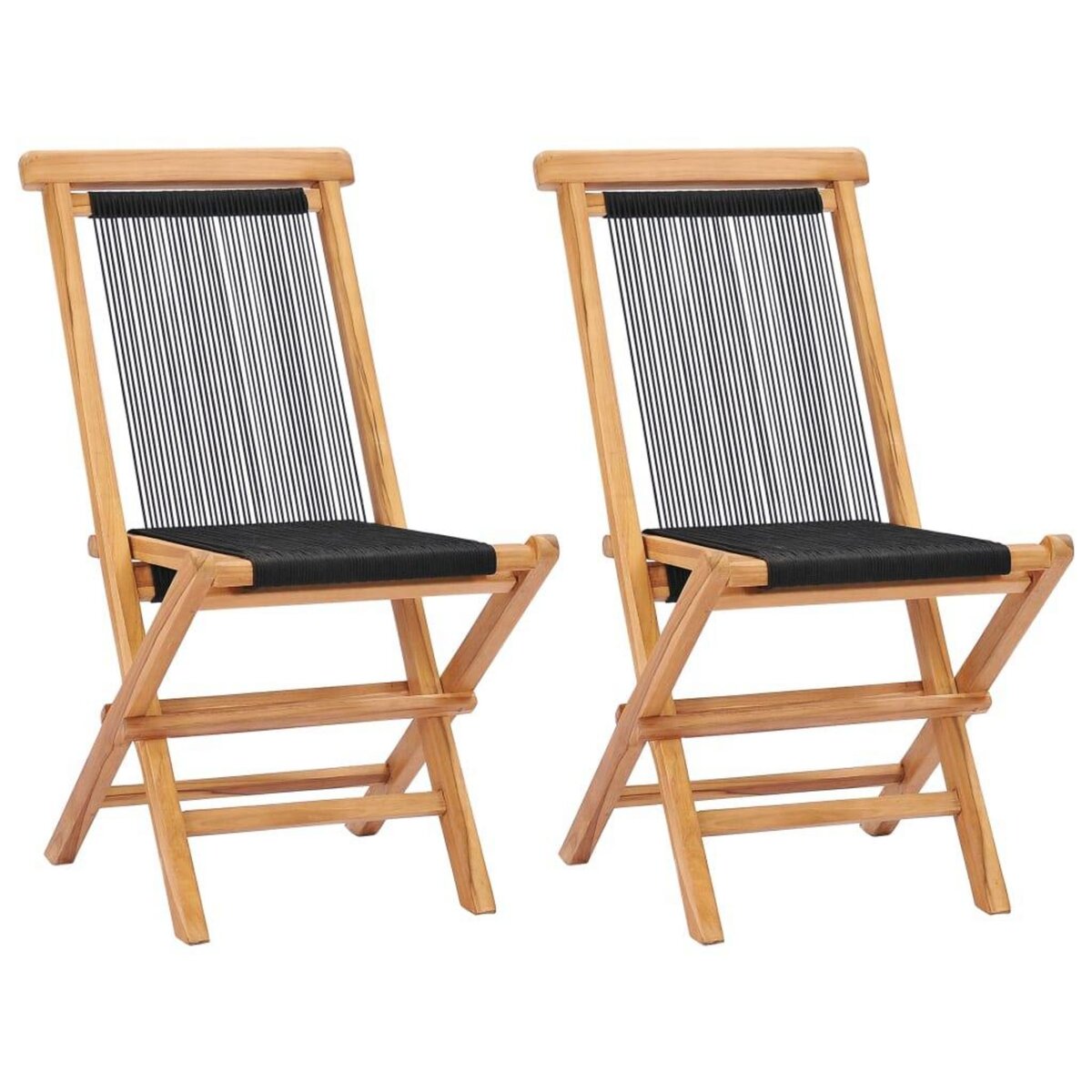 VIDAXL Chaises pliables de jardin lot de 2 Bois teck solide et corde