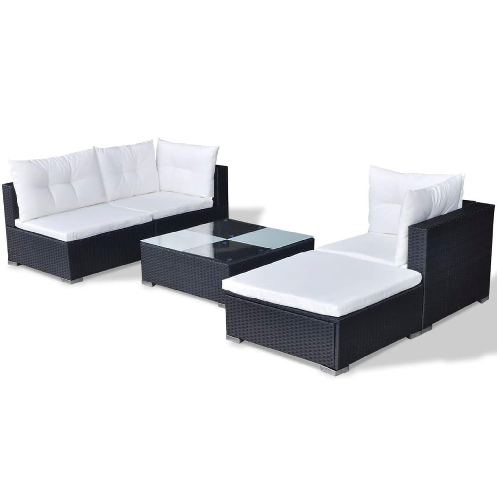 Voir la diapositive 5 : VIDAXL Salon de jardin 5 pcs avec coussins resine tressee noir
