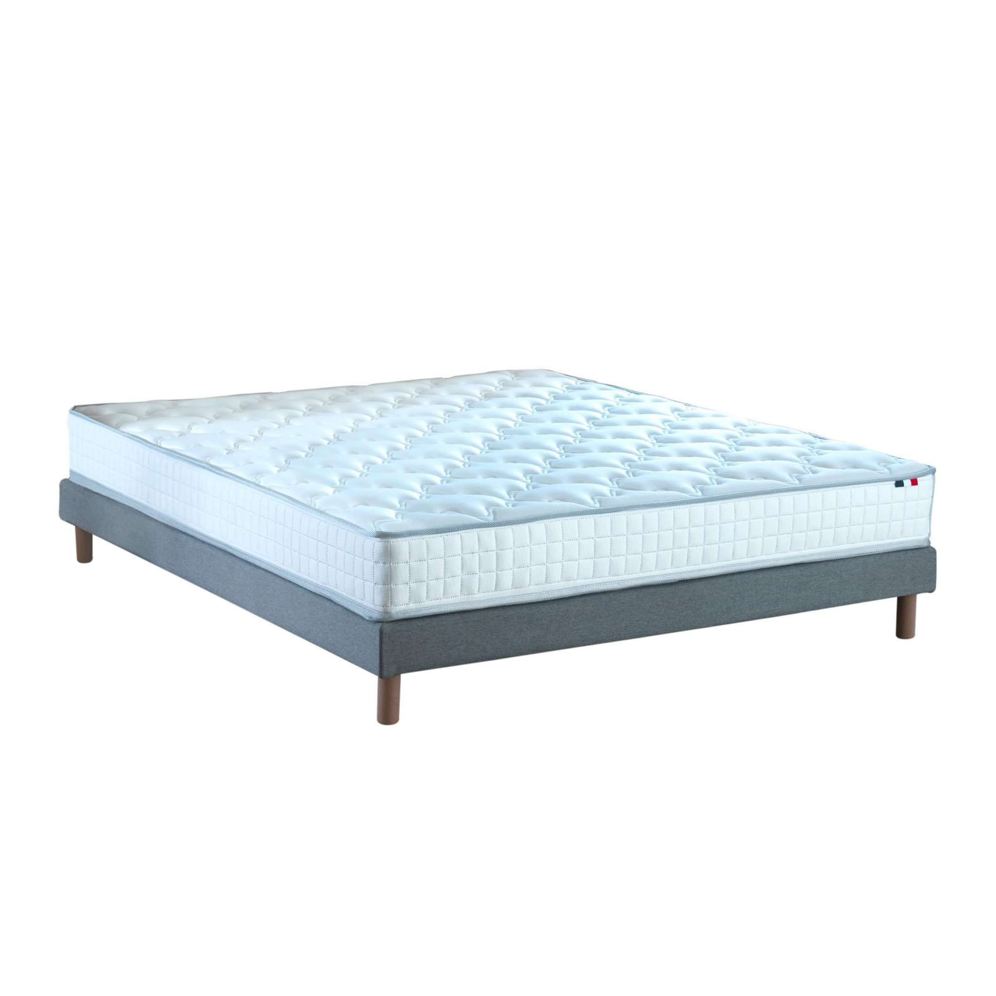Voir la diapositive 2 : IDLITERIE Ensemble matelas ressorts ensachés spectre + sommier tapissier 140 x 200 sommier gris