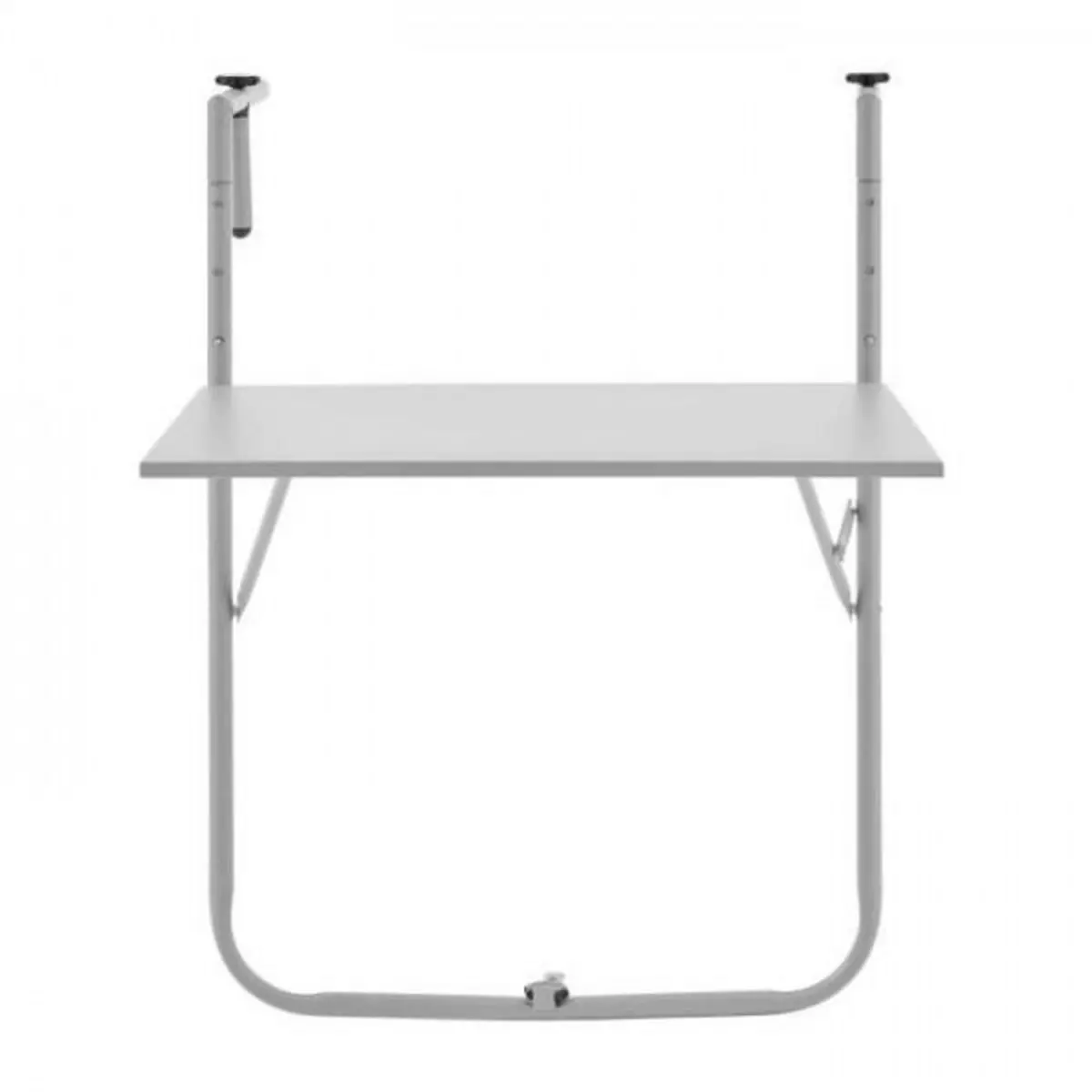MARKET24 Table de jardin - Table de balcon rabattable - Pliante - Gris - En acier - 1 personne - 60 x 75 x 82-92 cm