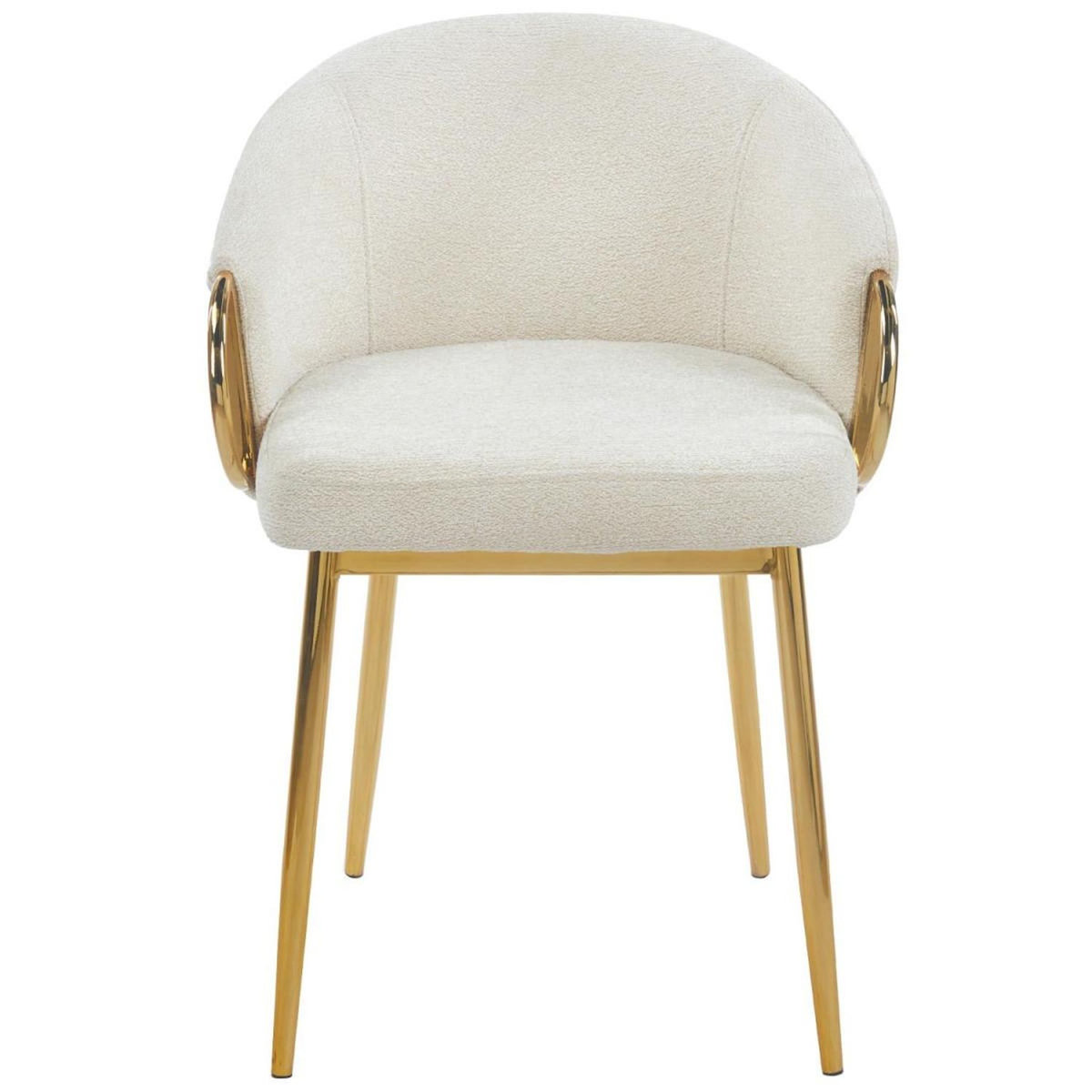 Paris Prix Lot de 8 Chaises en Tissu Bouclette  Julia  74cm Beige & Or